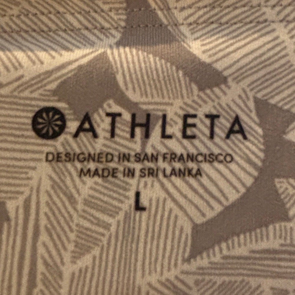 Athleta Leggings Womens L Gray White Abstract Print Side Pockets High Rise Yoga - Picture 4 of 7
